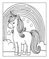 coloriage de licorne pour les enfants vecteur