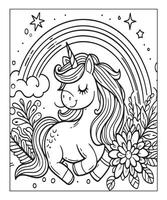 coloriage de licorne pour les enfants vecteur