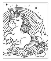 coloriage de licorne pour les enfants vecteur