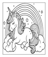 jolie page de coloriage de licorne pour les enfants vecteur