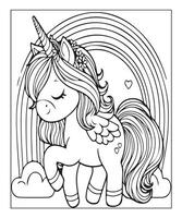 coloriage de licorne pour les enfants vecteur