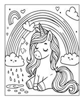 coloriage de licorne vecteur