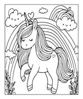 mignonne Licorne coloration page illustration vecteur