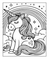 coloriage de licorne pour les enfants vecteur