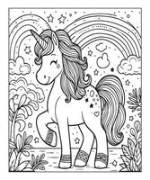 coloriage de licorne pour les enfants vecteur