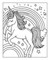 jolie page de coloriage de licorne pour les enfants vecteur