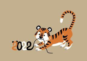 illustration animal jeune tigre, symbole du nouvel an vecteur