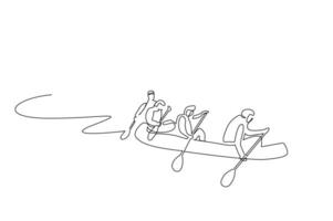 kayak canoë bateau gens sport ensemble activité Extérieur un ligne art conception vecteur