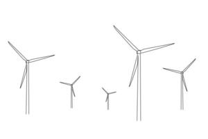 énergie électricité turbines la nature renouvelable énergie ligne art conception vecteur