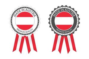 deux moderne fabriqué dans L'Autriche Étiquettes isolé sur blanc arrière-plan, Facile autocollants dans autrichien couleurs, prime qualité timbre conception, drapeau de L'Autriche vecteur