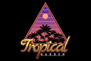 conception de silhouette rétro de jardin tropical vecteur