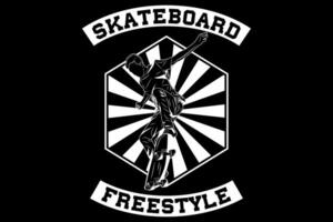 silhouette de conception de skateboard freestyle vecteur