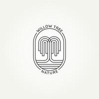 minimaliste saule arbre la nature ligne art emblème icône logo illustration conception. Facile moderne recyclage, environnement les associations, bien-être centres badge logo concept vecteur