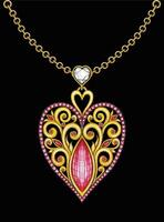 bijoux conception ancien cœur Collier esquisser par main dessin. vecteur