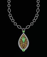 bijoux conception ancien art ensemble avec diamant nd vert saphir Collier esquisser par main dessin. vecteur