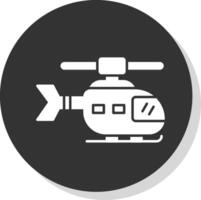 hélicoptère glyphe gris cercle icône vecteur