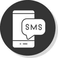 SMS glyphe gris cercle icône vecteur
