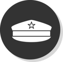 militaire chapeau glyphe gris cercle icône vecteur