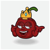 suffisant expression avec Cerise fruit couronne mascotte personnage dessin animé. vecteur