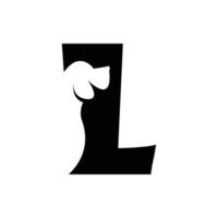 l lettre avec une négatif espace chien logo vecteur
