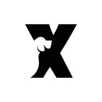 X lettre avec une négatif espace chien logo vecteur