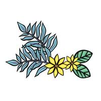 floral bouquet avec tournesol et tropical les plantes dans dessin animé style, illustration vecteur
