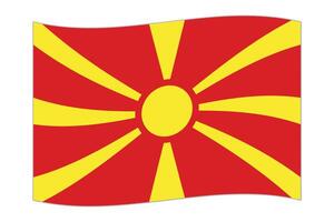agitant drapeau de le pays Nord macédoine. illustration. vecteur