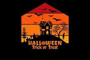 halloween trick or treat design vintage rétro vecteur