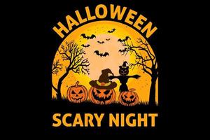 halloween effrayant nuit design vintage rétro vecteur