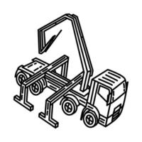 vecteur d'icône de camion de pompe à béton. doodle dessinés à la main ou style d'icône de contour