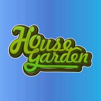 maison jardin écrit pour autocollants vecteur