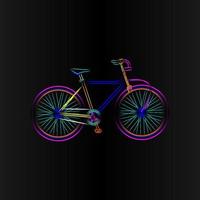 vélo d'art au néon carré vecteur