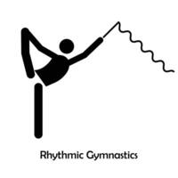 rythmique gymnastique plat noir icône isolé sur blanc Contexte vecteur