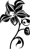 silhouette noir fleur Stock photo vecteur