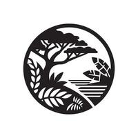 minimaliste jungle logo sur une blanc Contexte vecteur
