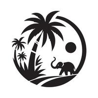 minimaliste jungle logo sur une blanc Contexte vecteur