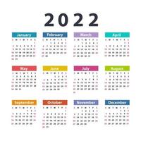 calendrier 2022 à partir de dimanche. illustration vectorielle