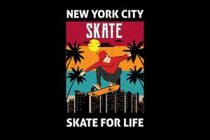 new york city skate for life design vintage rétro vecteur