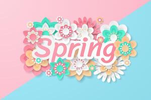 printemps Contexte modèle avec magnifique coloré fleurs. vecteur