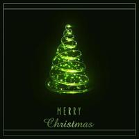 arbre de Noël magique rougeoyant. lumières merveilleuses scintillantes vertes. joyeux noël et bonne année 2022. illustration vectorielle. vecteur
