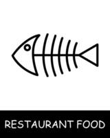 restaurant plat, poisson squelette icône. os, gourmet savoir-faire, culinaire la créativité, simplicité, silhouette, collation, gourmet aliments. délicieux, inhabituel nourriture concept. vecteur