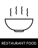 restaurant plat, soupe icône. déjeuner, chaud plat, gourmet savoir-faire, culinaire la créativité, simplicité, silhouette, collation, gourmet aliments. délicieux, inhabituel nourriture concept. vecteur