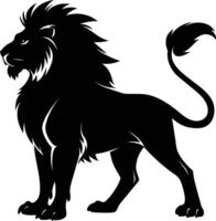 une noir et blanc illustration de une Lion vecteur