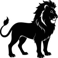 une noir et blanc illustration de une Lion vecteur