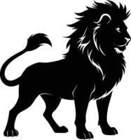 une noir et blanc illustration de une Lion vecteur