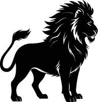 une noir et blanc illustration de une Lion vecteur