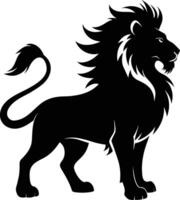 une noir et blanc illustration de une Lion vecteur