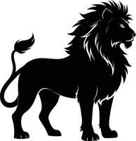 une noir et blanc illustration de une Lion vecteur