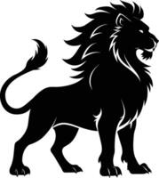 une noir et blanc illustration de une Lion vecteur