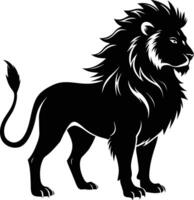 une noir et blanc illustration de une Lion vecteur